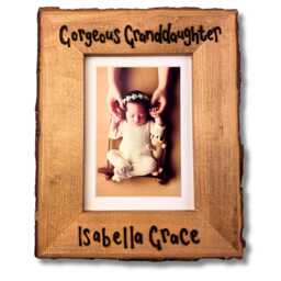 Gorgeous Granddaughter/Grandson Photo Frame - Rustic Premium Bark Edge Wood Picture Handmade Baby Gift - thumbnail 2