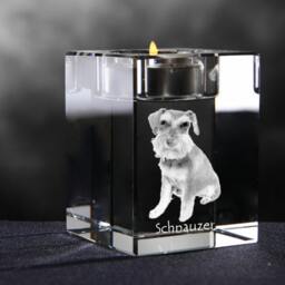 Schnauzer, Crystal Candlestick With Dog, Souvenir, Decoration, Limited Edition, Collection - thumbnail 2