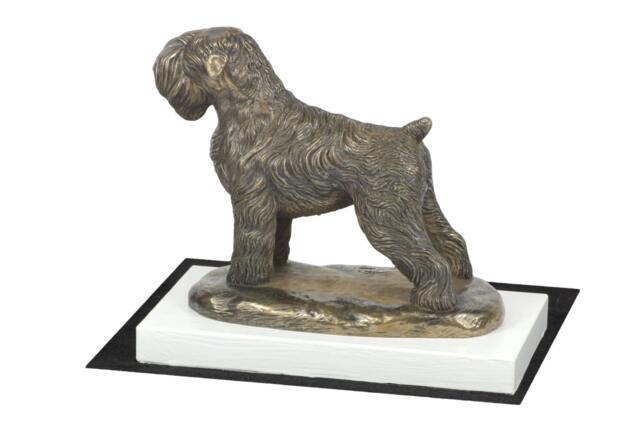 Black Russian Terrier, Dog On White Wooden Base Statue, Limited Edition, Artdog - image 1