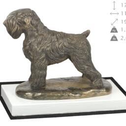 Black Russian Terrier, Dog On White Wooden Base Statue, Limited Edition, Artdog - thumbnail 4