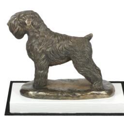 Black Russian Terrier, Dog On White Wooden Base Statue, Limited Edition, Artdog - thumbnail 2