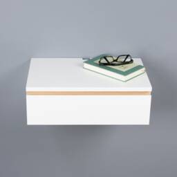Blanca Sleek Floating Nightstand Drawer, Lacquer Coating High End Finish Wall Mount Bedside Table - thumbnail 2