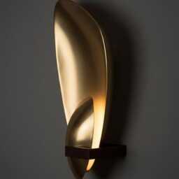 Mid Century Modern Brass Sconce - Organic Gold Petal Wall Light Lamp - thumbnail 3