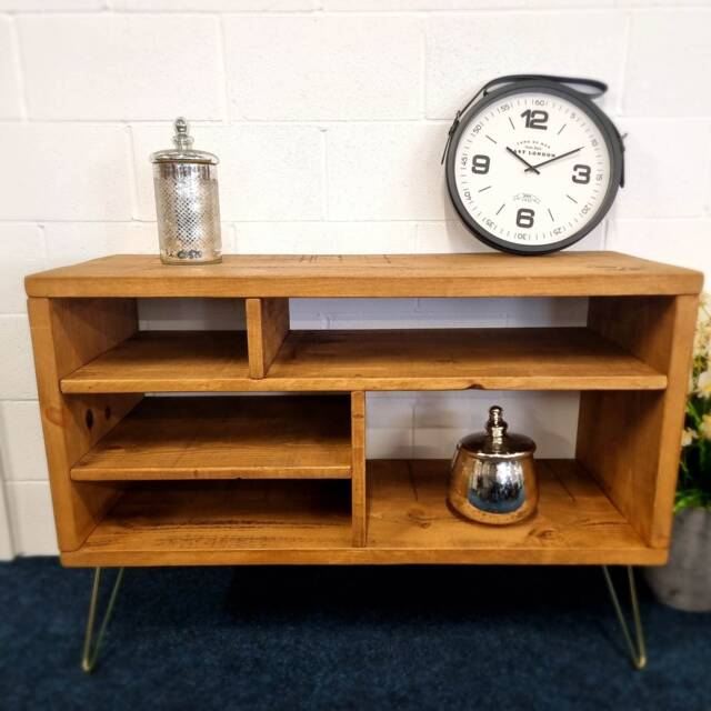 Industrial Tv Stand With Shelf Rustic Solid Wood Furniture Vintage Retro Style Cabinet Reclaimed Large Wooden Media Storage Unit 2011 - image 1