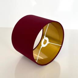 New High Quality Luxury Burgundy Red Cotton Fabric Lamp Shade Pendant Light Drum Shape With Metallic Linings - thumbnail 2