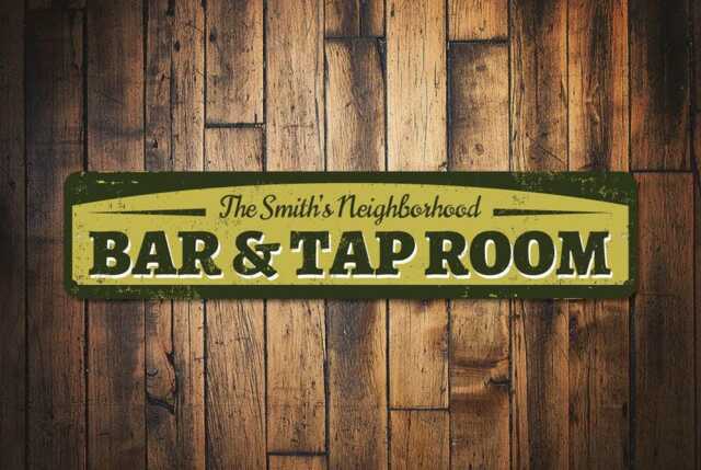 Personalized Bar & Tap Room Sign - Custom Home Pub Metal Neighborhood Decor Man Cave Beer Rustic Brewery Wall Art - image 1