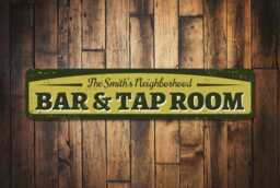 Personalized Bar & Tap Room Sign - Custom Home Pub Metal Neighborhood Decor Man Cave Beer Rustic Brewery Wall Art - thumbnail 1