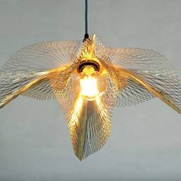 Skeleton Leaf Light, Three Brass Chandeliers, Golden Pendant Lights, Ceiling Shadows, Modern Lighting - thumbnail 3