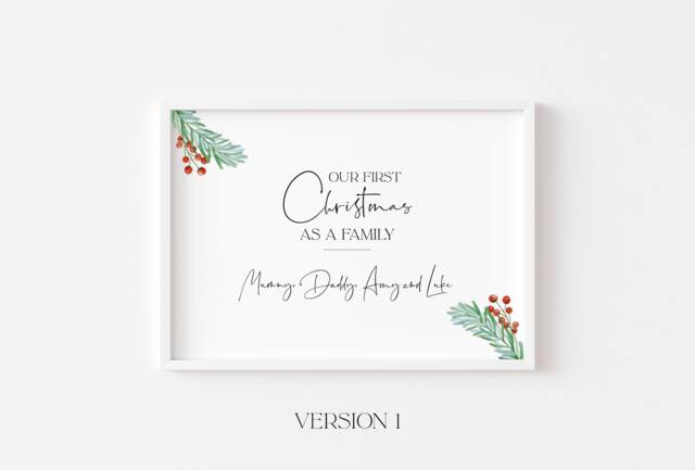 Personalised Christmas Print - Our First Xmas Family Decor Decoration Wall Art - image 1