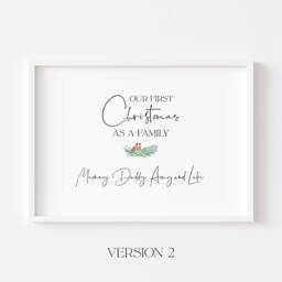Personalised Christmas Print - Our First Xmas Family Decor Decoration Wall Art - thumbnail 2