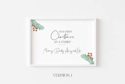 Personalised Christmas Print - Our First Xmas Family Decor Decoration Wall Art - thumbnail 1