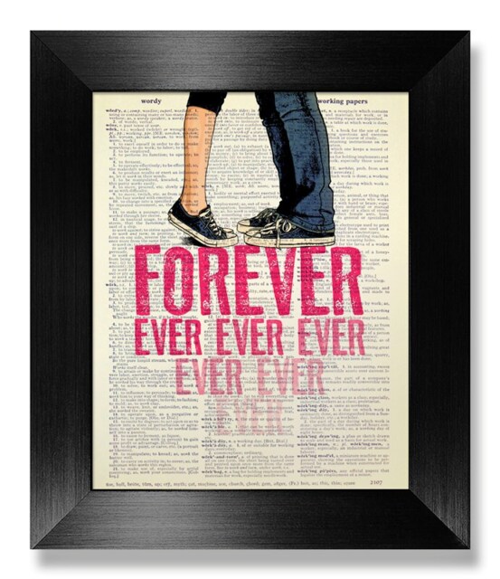 Unique Couple Gift Wedding Anniversary Man Boyfriend, Engagement Her, Just Married, Dictionary Art Print - Forever Ever Poster