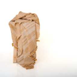 Orange Tan Indian Wool Throw Blanket, Handwoven Sofa Coverlet & Boho Bed Runner - Marigold - thumbnail 2