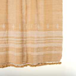 Orange Tan Indian Wool Throw Blanket, Handwoven Sofa Coverlet With Boho Bedroom Layer - Marigold - thumbnail 2