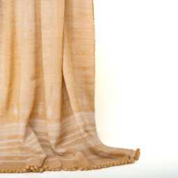 Orange Tan Indian Wool Throw Blanket, Handwoven Sofa Coverlet With Boho Bedroom Layer - Marigold - thumbnail 4