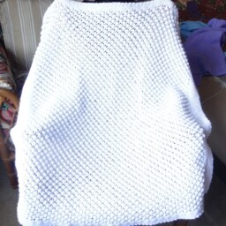 New Handmade White Knit Crochet Baby Afghan Blanket Throw Newborn Infant Soft Popcorn Raspberry Pattern - thumbnail 2