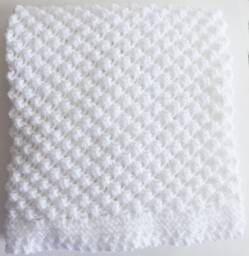 New Handmade White Knit Crochet Baby Afghan Blanket Throw Newborn Infant Soft Popcorn Raspberry Pattern - thumbnail 1