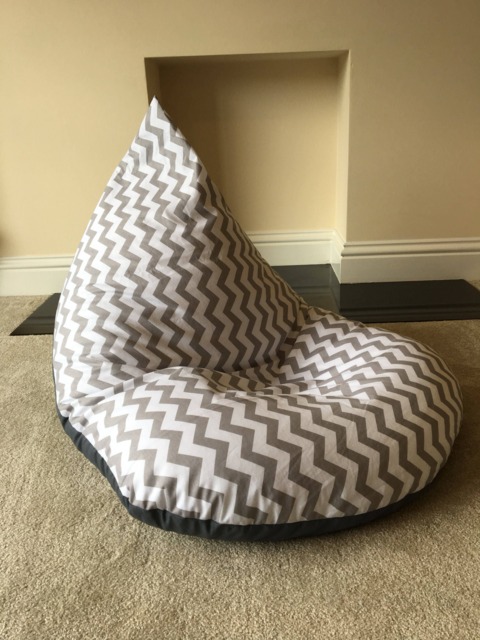 Small Grey White Chevron Beanbag Cover Gaming Reading Chair Made To Order