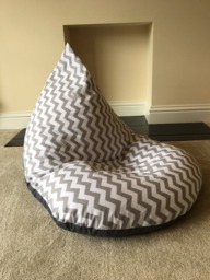 Small Grey White Chevron Beanbag Seat Gaming Reading Chair Made To Order