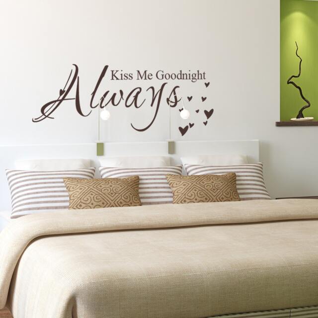 Always Kiss Me Goodnight - Bedroom Wall Decal Headboard Vinyl Quotes Art Decor 004 - image 1