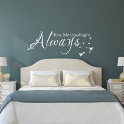 Always Kiss Me Goodnight - Bedroom Wall Decal Headboard Vinyl Quotes Art Decor 004 - thumbnail 2