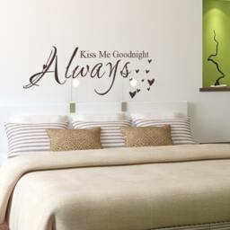 Always Kiss Me Goodnight - Bedroom Wall Decal Headboard Vinyl Quotes Art Decor 004 - thumbnail 1