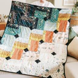 Patchwork Lap Quilt & Velvet Cushion Bundle - thumbnail 2