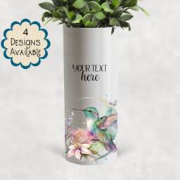 Watercolour Hummingbird Ceramic Vase/ Flower Pot With Custom Text - The Perfect Gift For Humming Bird Lovers For Her, Mum, Friend - thumbnail 3
