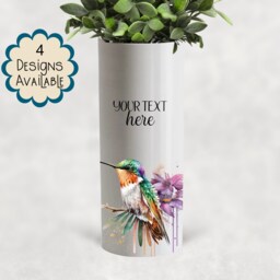 Watercolour Hummingbird Ceramic Vase/ Flower Pot With Custom Text - The Perfect Gift For Humming Bird Lovers For Her, Mum, Friend - thumbnail 2