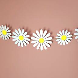Handmade Flowers - 145 cm Garland Of 12 Daisies in Recycled Cardboard Paper - thumbnail 2