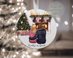 Personalised Couple Bauble, Glitter Christmas Clip Art Boyfriend Girlfriend Name Love Daughter Engagement Gift UK Tree Decor Ideas Fianc??