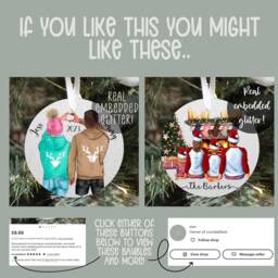 Personalised Couple Bauble, Glitter Christmas Clip Art Boyfriend Girlfriend Name Love Daughter Engagement Gift UK Tree Decor Ideas Fianc?? - thumbnail 4