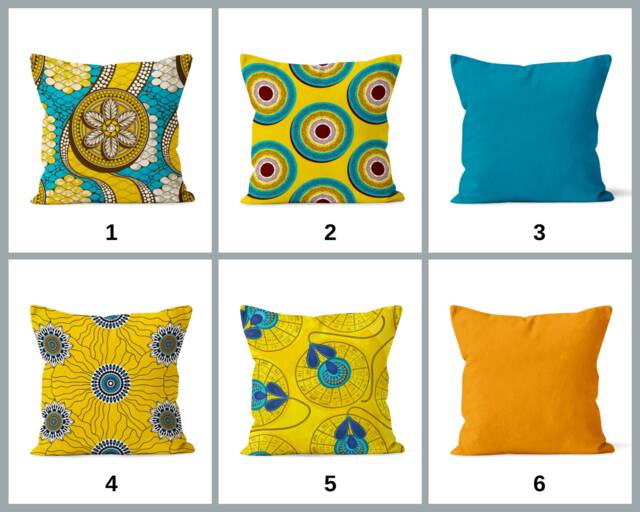 African Mandala Cushion Cover, Ethnic Style Pillowcase, Yellow & Turquoise Decor, Exotic Home Accent, Unique Bedroom Decor - image 1