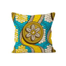 African Mandala Cushion Cover, Ethnic Style Pillowcase, Yellow & Turquoise Decor, Exotic Home Accent, Unique Bedroom Decor - thumbnail 2
