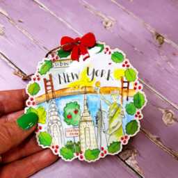 New York Little City Landmark Wooden Hanging Decoration Christmas Cute Kitsch - thumbnail 4