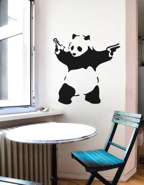 Wall Decal Banksy Panda With Guns, Banksy Decal, Decor Street Art Sticker, Urban Art, Vinyl Grafitti, Stencil - image 1