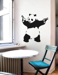 Wall Decal Banksy Panda With Guns, Banksy Decal, Decor Street Art Sticker, Urban Art, Vinyl Grafitti, Stencil - thumbnail 1