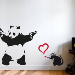 Wall Decal Banksy Panda With Guns, Banksy Decal, Decor Street Art Sticker, Urban Art, Vinyl Grafitti, Stencil - thumbnail 2