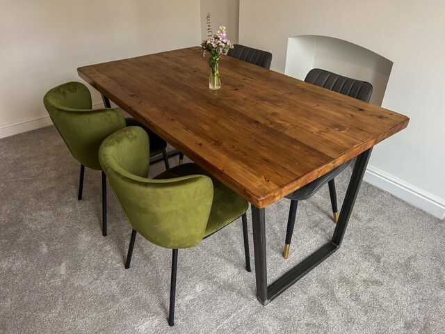 Rustic Reclaimed Dining Table & Bench With Back Set - image 1