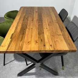 Rustic Reclaimed Dining Table & Bench With Back Set - thumbnail 4