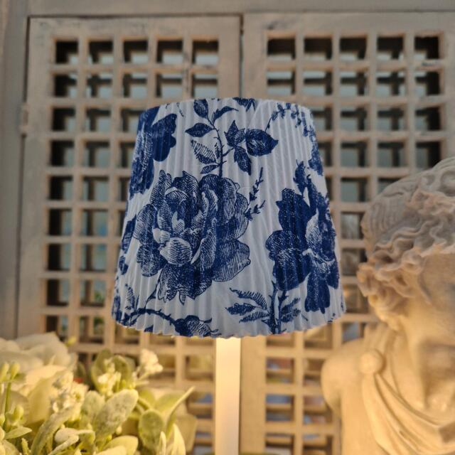 Cordless Touch Lamp. Beautiful Dark Blue Rambling Rose Design Decoupaged Usb Rechargeable No Plugs Or Sockets Needed. Cordless - image 1