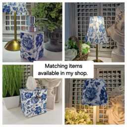 Cordless Touch Lamp. Beautiful Dark Blue Rambling Rose Design Decoupaged Usb Rechargeable No Plugs Or Sockets Needed. Cordless - thumbnail 4