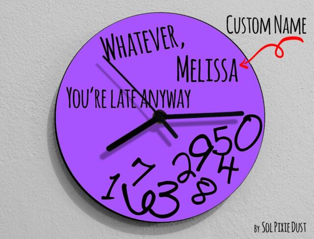 Custom Name Whatever, You're Late Anyway/Round Purple - Wall Clock Rgb Led 5V Option - image 1