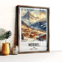 Meribel Ski Poster - Watercolour Art Print - Travel Wall Artwork Skiing Gifts French Alps Decor Resort Gift Snowboard - thumbnail 2