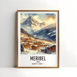 Meribel Ski Poster - Watercolour Art Print - Travel Wall Artwork Skiing Gifts French Alps Decor Resort Gift Snowboard - thumbnail 3