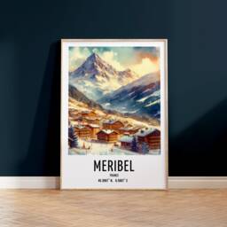 Meribel Ski Poster - Watercolour Art Print - Travel Wall Artwork Skiing Gifts French Alps Decor Resort Gift Snowboard - thumbnail 1