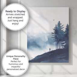 Misty Blue Pine Forest Minimalist Nature Landscape Canvas Wall Art Print Decor Picture Ready To Hang - thumbnail 3