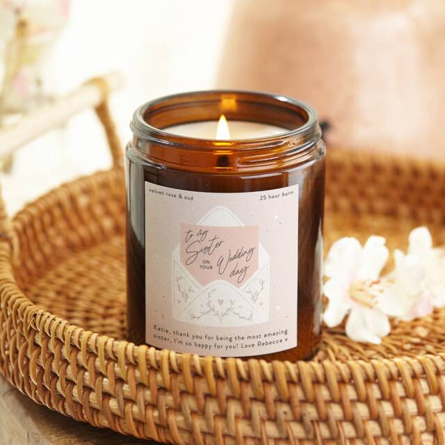 Personalised Sister Wedding Day Candle Soy Wax Apothecary Jar - image 1