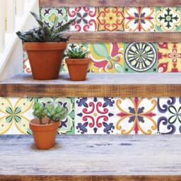 Seville Tile Stickers, Spanish Tile, Suitable For Wall & Floor, Waterproof, All Sizes, Modern Decor, Art Print, Pack 24, Skuvit - thumbnail 2