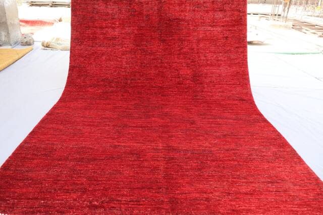 4x6 Ft Red Plain Rug, Afghan Hand Knotted Veg Dyes Wool Rug, Turkmen Tribal Modern Oriental Gabbeh Home Decor Kitchen Carpet - image 1